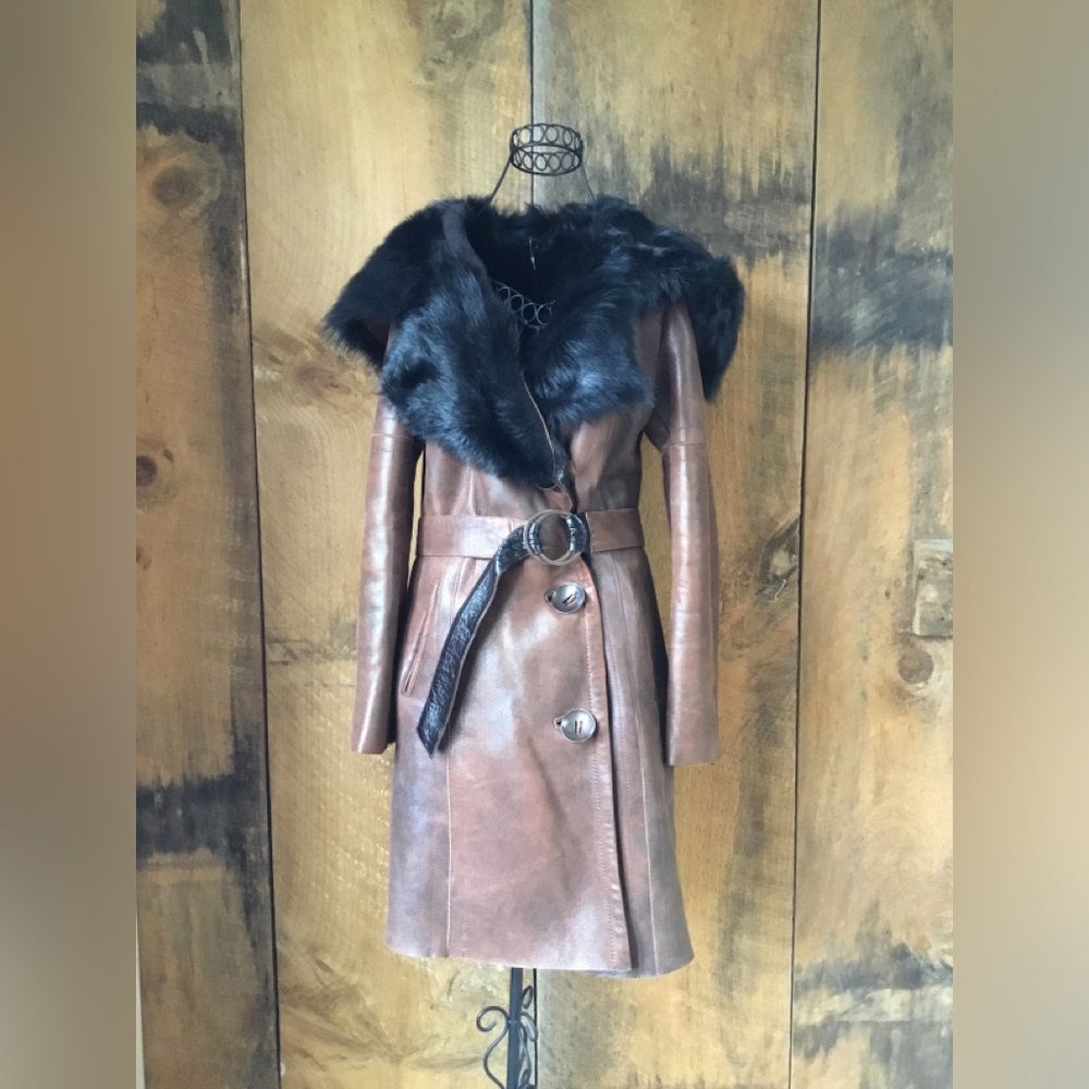 Vintage Faux Fur Leather Coat